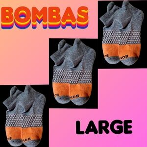 Bombas Ankle Socks  Honeycomb Unisex Large Orange/Gray BNWT 3 Pair